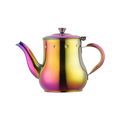Buyer Star Stainless Steel Tea Pot with Removable Infuser, 17 Oz Pour Over Coffee Kettle for Coffee Shop, Western Restaurant, Bar and Home, Rainbow