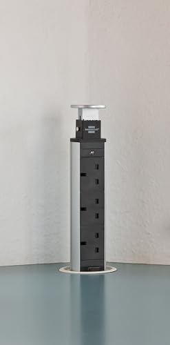 Brennenstuhl Tower Power Pop-Up Extension Socket 3-way 2m H05VV-F 3G1.5 Retracts into the desktop *GB*