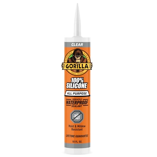 Gorilla Waterproof Caulk & Seal Silicone Sealant, 10oz Cartridge (Pack