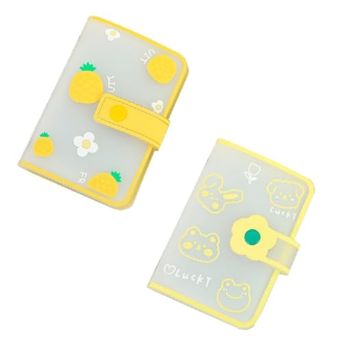 Ujjdwiurgh Cartella Porta Cartoline Album Mini Idol Card Album Collezione Carte Libro Protettiva per Carte Giallo