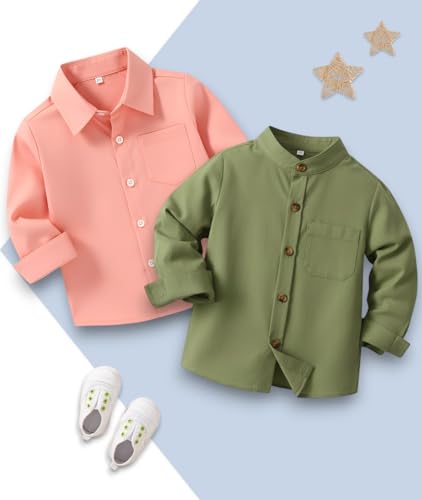 Image of Boys Shirt, Black and White Plaid and Light Blue Solid, Long Sleeve Button-Up, 2 Pack
