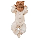 Aoswep - Lovely Solid Color Baby Long Sleeve Jumpsuit baby girl bodysuit (0-3 Months)