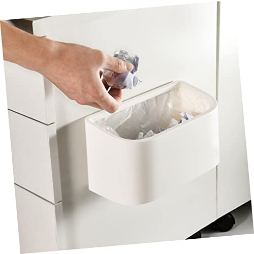 Basurero rectangular compacto blanco para montaje en pared miniatura 2