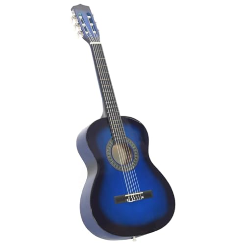 Guitarra clásica 3/4 36 pulgadas azul para principiantes niños de madera de tilo guitarra acústica con lados de nailon