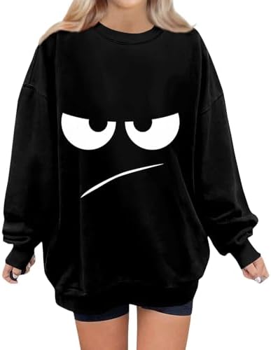 Teen Girls Cute Printed Crew Neck Pullover Lightweight Sweatshirt Casual Loose Long Sleeves