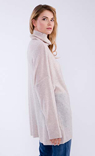 Cashmere 4 U Women's 100% Cashmere Turtleneck Oversize Sweater Pullover (Creme) #TOP5