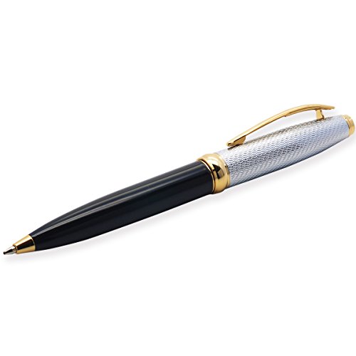 LACHIEVA LUX Nice Elegant Black Metal Writing Ballpoint Pen with Premium Gift Box Pack for Men and Women(Black/Gold Color)