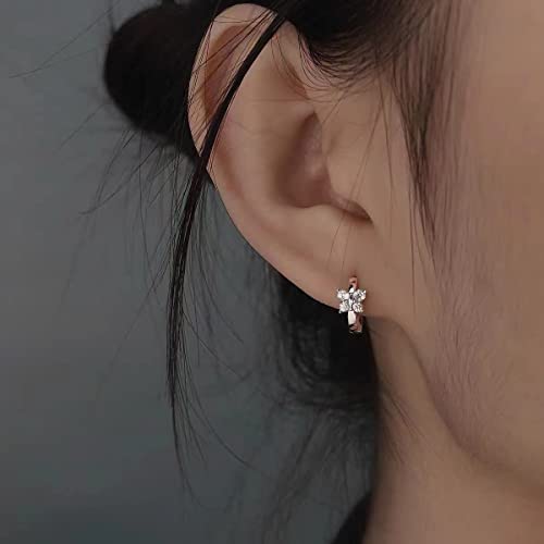 Cute Butterfly Sleeper Small Hoop Earrings Sterling Silver 925 CZ Crystal Huggie Round Cartilage Tragus Mini Hoops Earring Ear Cuffs Piecing Dainty Jewelry Gifts for Women Teen Girls Sensitive Ears2