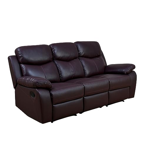Image of Torque - Weston 3 Seater Leatherette Manual Recliner | Recliner Sofa /Chair for Living Room, Bedroom, Office (Brown) | 1 Year Warranty