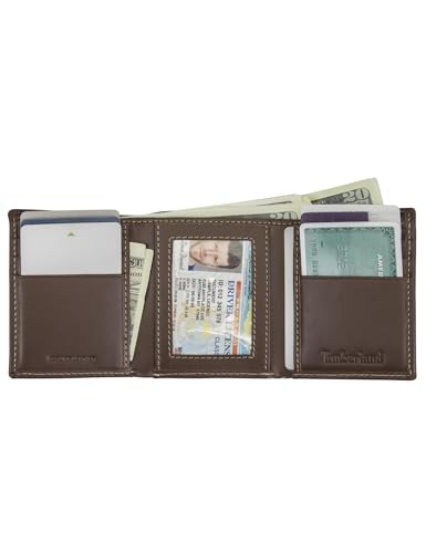 Timberland Men's Leather Trifold Wallet with ID Window