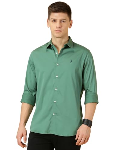 Image of Thomas Scott Men's | Solid | Full Sleeve | Slim Fit | Cotton Blend | Spread Collar | Casual Shirt