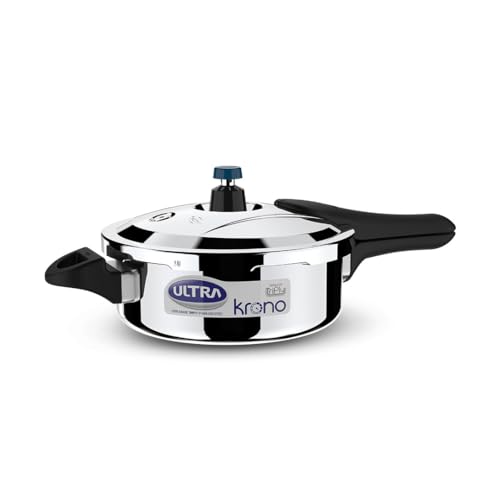 Image of Ultra Triply Krono Pressure Cooker 3.5 Litre | Whistle Counter | Spillage Control | AISI 304 Food Grade Stainless Steel Cooker | 5 Years Warranty | Cooks Fast & Saves Gas | SCTS Technology