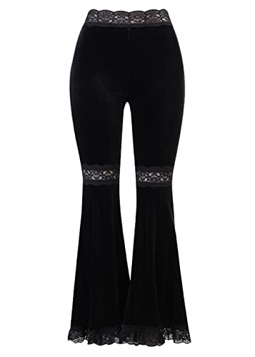 TSMNZMU Women's Gothic Velvet Pants - Punk Grunge High Waist Trousers, Vintage Alt Harajuku, Emo Hip-Hop Dance