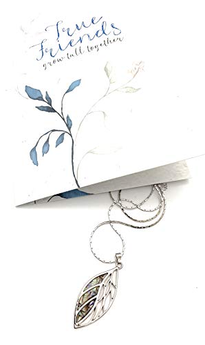 Smiling Wisdom - Friendship Greeting Card - Reason Season Lifetime Friend - Leaf (Blue - Abalone Leaf) #TOP4