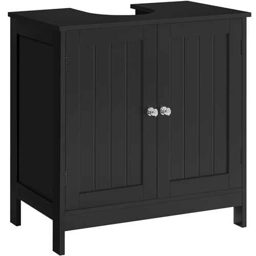 Image of TEENFON Pedestal Sink Storage Cabinet, Under Sink Cabinet with 2 Doors & Shelf, Under Bathroom Sink Cabinet, Pedestal Sink Storage for Bathroom, Black
