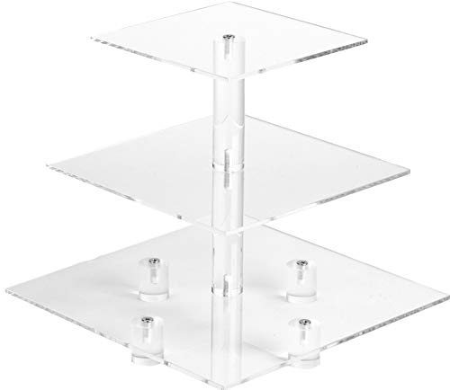 YestBuy 3 Tier Maypole Square Wedding Party Tree Tower Acrylic Cupcake Display St