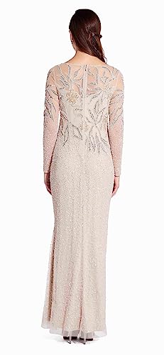 Image of Adrianna Papell Long Sleeve Beaded Evening Gown