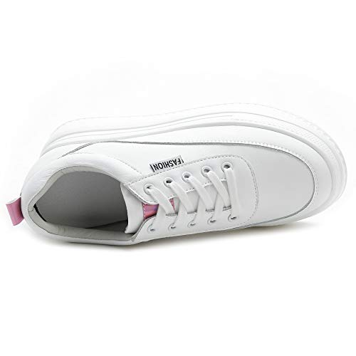Image of ACE SHOCK Women Wedges Sneakers with Hidden Heel Ankle High Platform Walking Shoes Fashion Bride Wedding Shoes