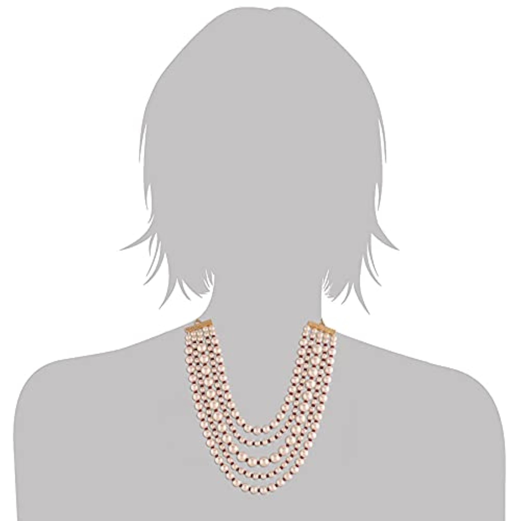 18k Plated 5 Layered Pearl Beads Rani Necklace Set