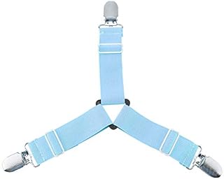Sheet Suspender 4pcs Triangle Bed Mattress Sheet Adjustable for Tablecloth(Sky Blue)
