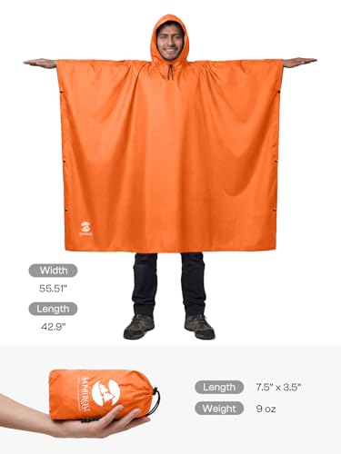 Image of SaphiRose Hooded Rain Poncho Waterproof Raincoat Jacket for Men Women Adults