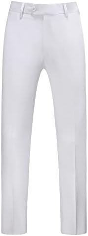 Mens Dress Pants Slim Fit Solid Color Skinny Trousers Classic Dress Business Wedding Suit Pants US Size 34Wx32L White