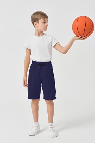 SHOOYING Boys Quick Dry Athletic Zipper Shorts Sets3
