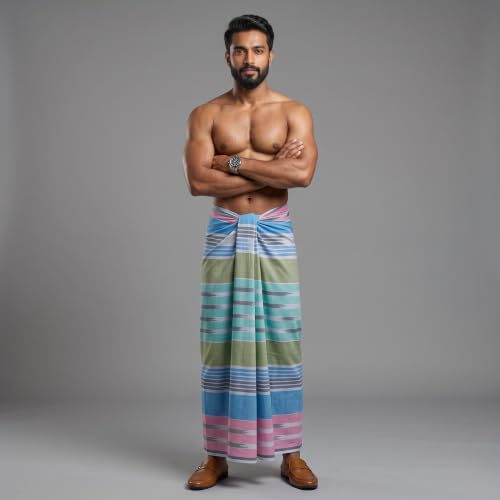 Image of Men's Cotton Lungi | Soft Breathable Wrap Around Lungi | Comfortable Daily & Home Wear for Men