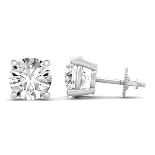 1/2 Carat - 5 Carat Lab Grown Diamond screw back Earrings | 14K White, Yellow or Rose Gold Four prong Solitaire Stud Earrings | E-F Color and VS1-VS2 Clarity3