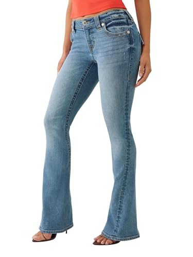 True Religion Women's Joey Low Rise Flare Jeans – Flap Pockets, Bootcut Denim3
