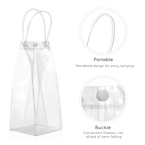 Bolsas reutilizables de PVC transparente asas botón resistente para cumpleaños 4