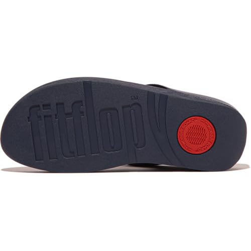 Image of FitFlop Women's Fino Classic Crystal-Chain Leather Toe-Post Sandals | Leather, Cushioning, Rhinestones, Casual, Slip-On