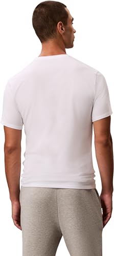 Calvin Klein T-Shirts Manches Courtes Lot de 3 Homme avec Col en V, Blanc (White, White, White), L