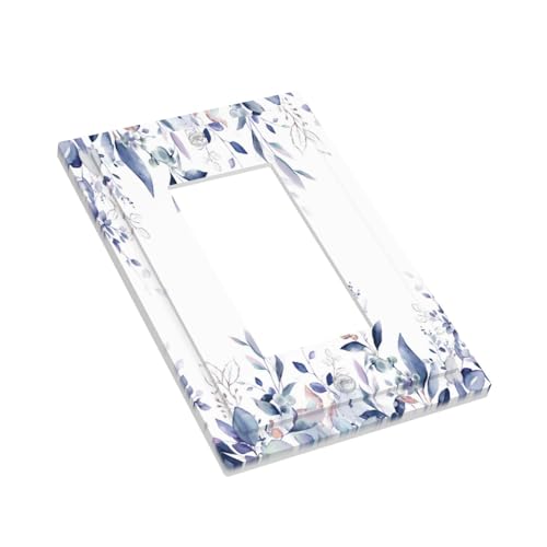Decorative Outlet Covers Rustic Ink Blue Eucalyptus Leaves Sage leaf 1 Gang Rocker Light Switch Cover Plate Single Decora Light Switch Covers Wall Plate Faceplate for Bedroom Decor