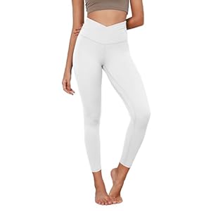 ODODOS Women’s Cross Waist Yoga Leggings with Inner Pocket, 23″/25″/28″ Gathered Crossover Workout Yoga Pants