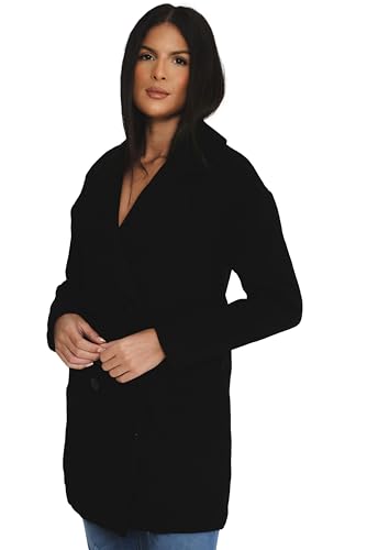 Veste Reefer en laine Elle femme noir manteau croisé