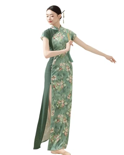 ROYAL SMEELA Floral Print Long Qipao Women's Dress Modern Chinese