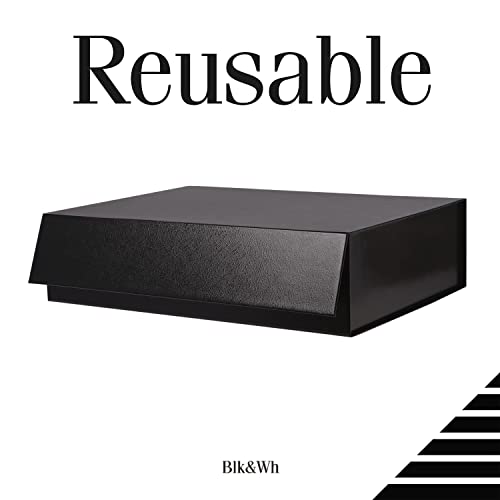 Blk&Wh 5 Large Gift Boxes 13.5X10X3.5 Inches, Black Gift Boxes With Magnetic Closure Lid, Sturdy Shirt Boxes, Rectangle Collapsible Boxes For Gift Packaging(Glossy Black) #TOP2