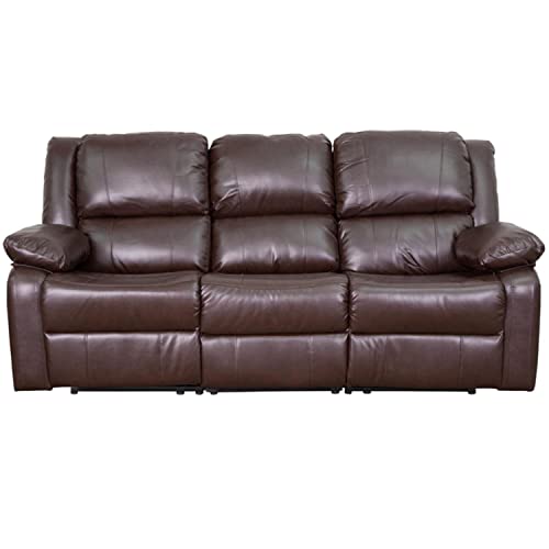 Flash Furniture Harmony Series Brown Leathersoft Sofa With Two Built-In Recliners #TOP3