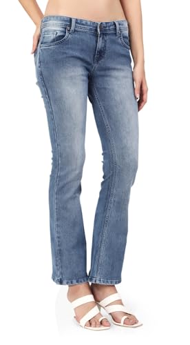 Image of TWGE - Women's Mid Rise Bootcut Jeans - Single Button, Stretchable Denim Pants - Ankle Length - Stylish Casual Wear