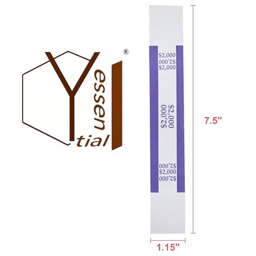 Currency Straps â€“ Bill Wrappers, Money Bands to Organize Bills, ABA Standard Colors, Self-Adhesive, 7.5 x 1.15 Inches ($2000-Pruple-100pcs)