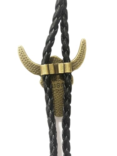 Image of Jeilwiy Bolo Tie for Men Western Cowboy Tie Necklace Gold Bolo Tie Leather Necktie Halloween Tie Accessories for Women
