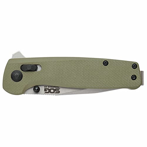 Sog Hunting High Carbon Steel Ambidextrous Carry Edc 2.95' Sharp Blade Terminus Xr Od Green Folding Knife #TOP1