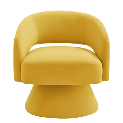 Sillón redondo giratorio terciopelo amarillo miniatura 4