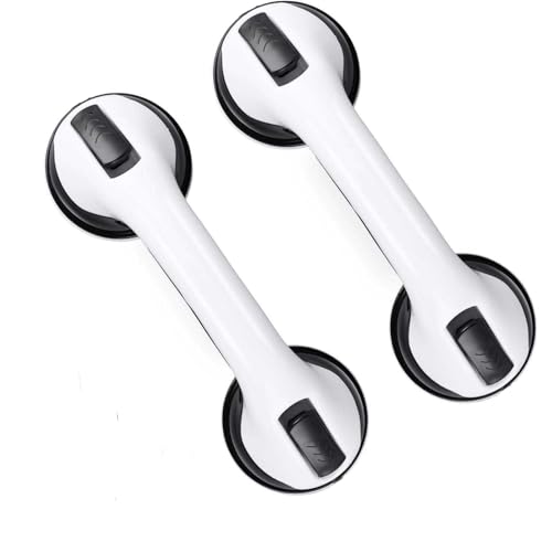 EHIOG 2 Stück Haltegriff mit Saugnapf, Haltegriffe für Senioren, Haltegriff Dusche Ohne Bohren, usche Ohne Bohren Bad, für Bad Badewanne Dusche Sicherheitsgriffe für Senioren und Kinder(Schwarz)