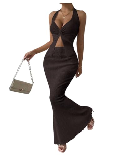 Image of SOLY HUX Women's Two Piece Outfits Twist Front Halter Cami Tops and Skirt Summer Set