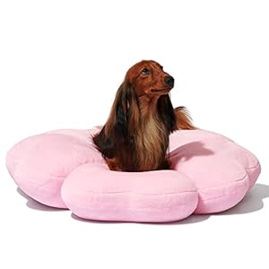VETRESKA Dog Beds for Medium Dogs – Round Cat Beds for Indoor Cats, Washable Pet Bed Bolster for Puppy and Kitten, Cute Sakura Plush Dog Cushion, 30 Inches Cherry Blossom