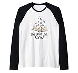 Photo Gallery live laugh & love books reading butterfly book lover bookish maglia con maniche raglan Photo Gallery live laugh & love books reading butterfly book lover bookish maglia con maniche raglan