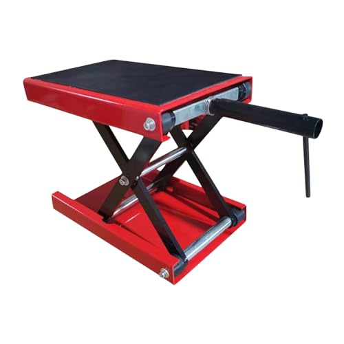 Teodute 1100lbs/500kg Elevador de Moto Plataforma Elevadora para Motocicletas Carga Elevador Moto, Altura Ajustable 4-15 Mesa Elevadora Hidraulica Taller, Rojo