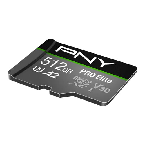 PNY Cartão de memória flash Pro Elite Class 10 U3 V30 microSDXC de 512 GB
